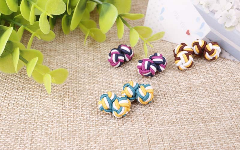 特色绳结扣中国结纽扣时尚男士衬衣袖扣外贸拼色diy编织线扣
