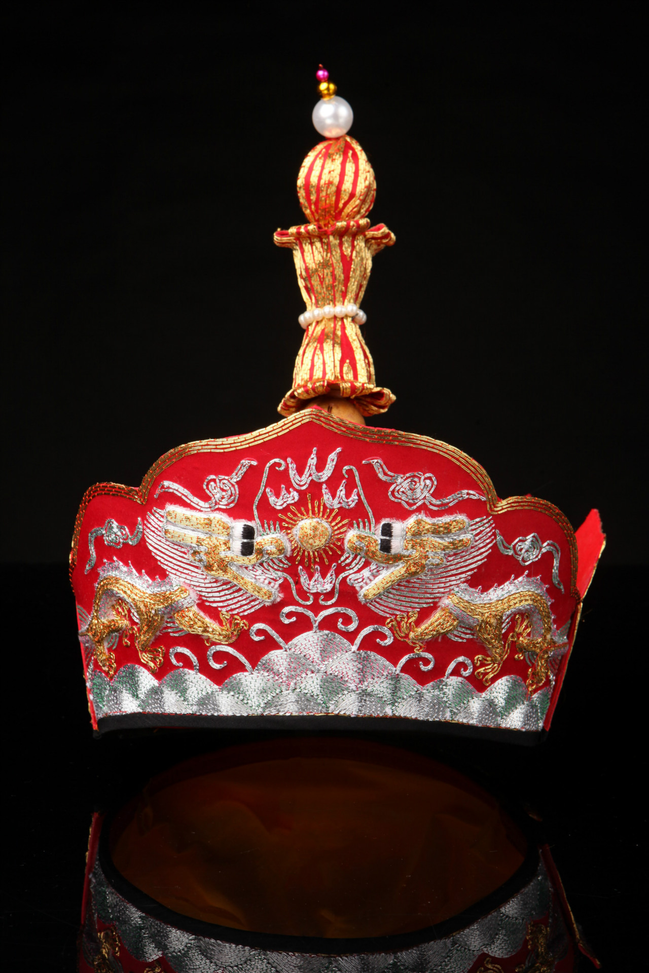 乾辰 庄严如法师帽精品龙绣毗卢帽 佛教用品 五佛帽 佛教法帽