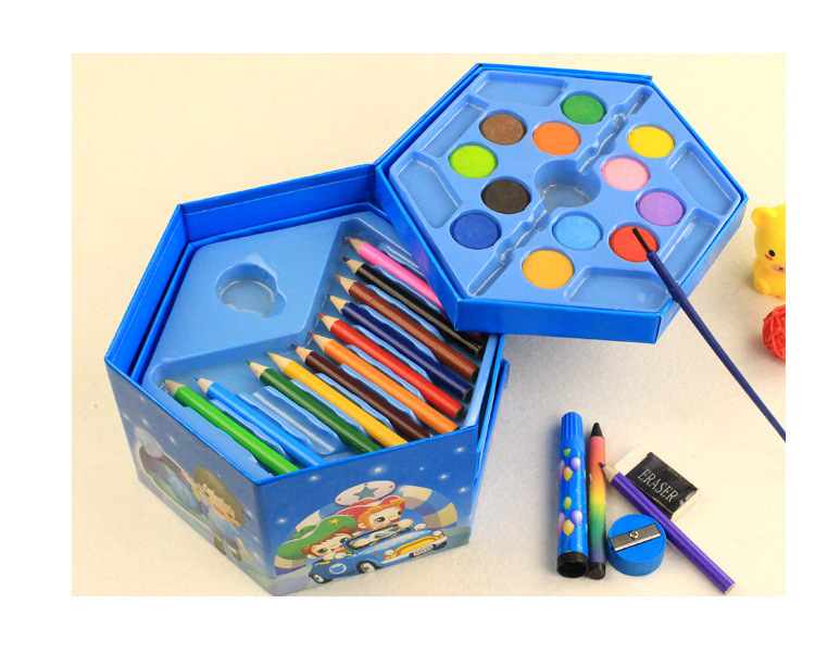 46pcs儿童绘画套装学生礼品 六一儿童节文具套装礼物奖品折叠特价