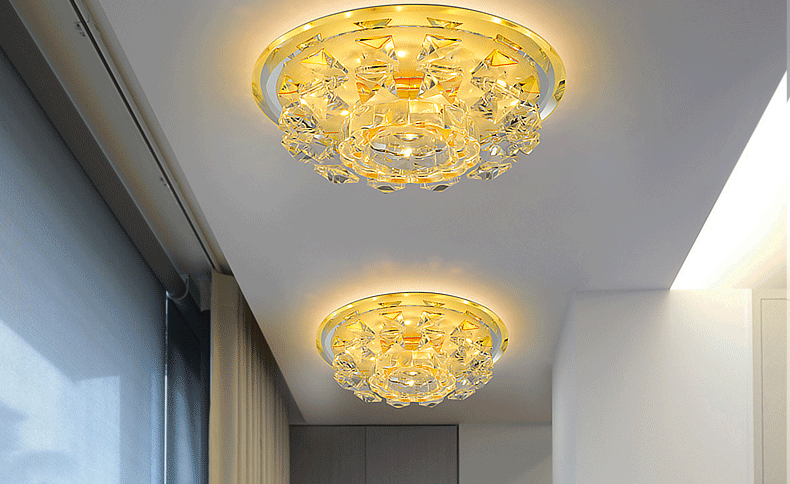 韩鹿 新款正品 led过道灯 走廊灯 水晶玄关灯 艺术客厅吸顶灯 现