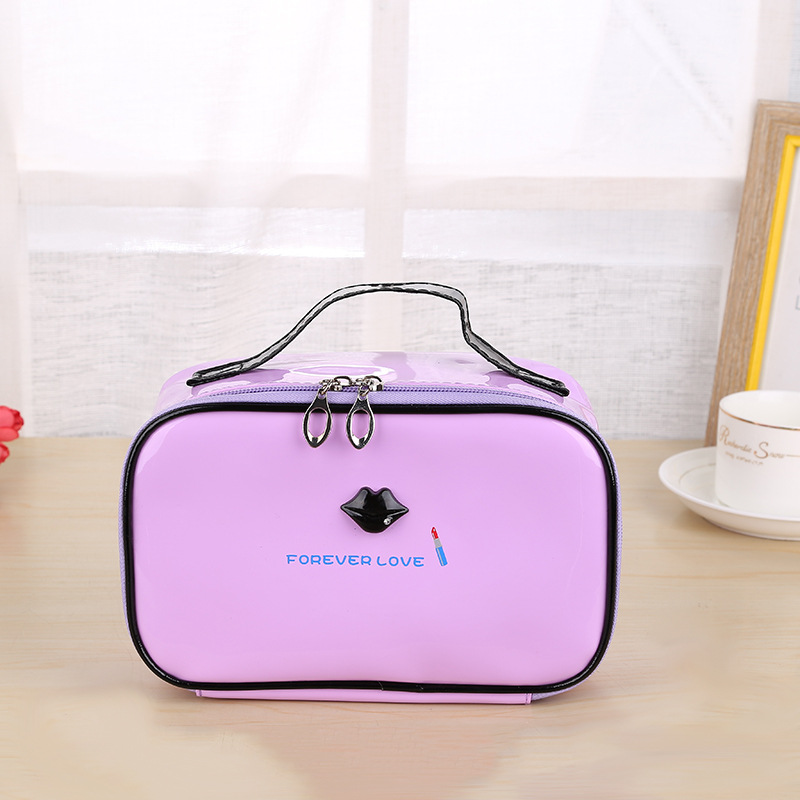 Korean New Pu Cosmetic Bag Hot Selling Travel Large Capacity Portable Toiletry Bag Portable Cosmetics Storage Bag