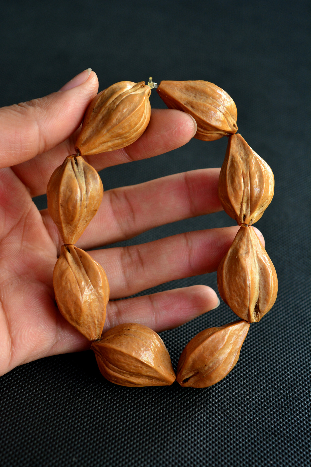 承宣核雕纯手工橄榄核老料四花怪籽手串橄榄胡工艺品文玩把件