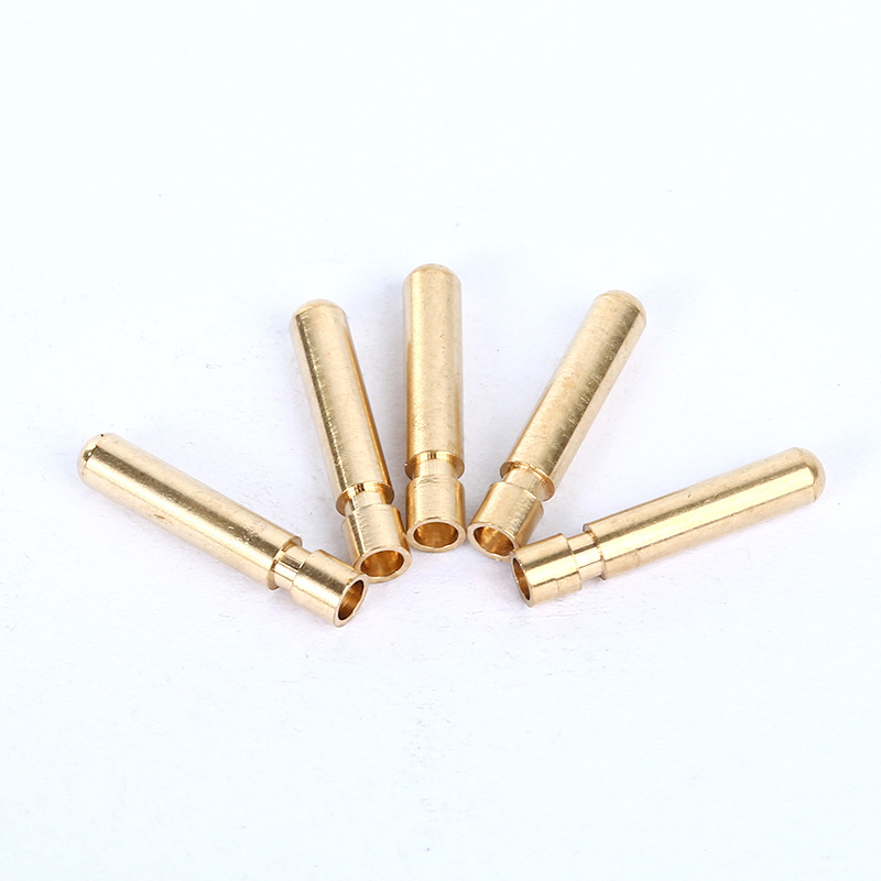 0公母铜针黄铜镀金焊口开槽公母插头插针