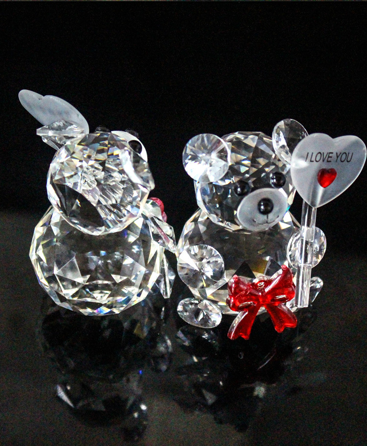 供应水晶玻璃动物 水晶k9熊猫 精美逼真水晶小动物工艺品家居摆件