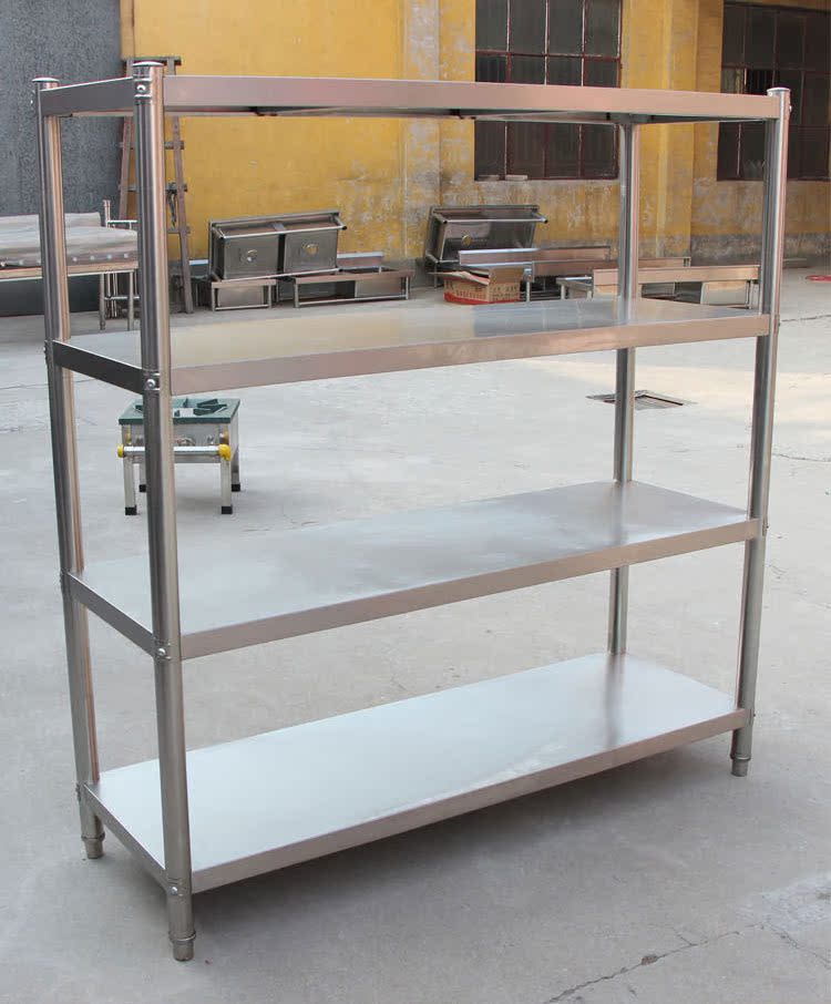 厨房置物架不锈钢落地多层微波炉收纳架酒店后厨放菜餐具货架定