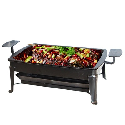 厂家直销 超厚诸葛烤鱼炉 酒店烤鱼炉 铸铁两色 碳盒式长方烤炉