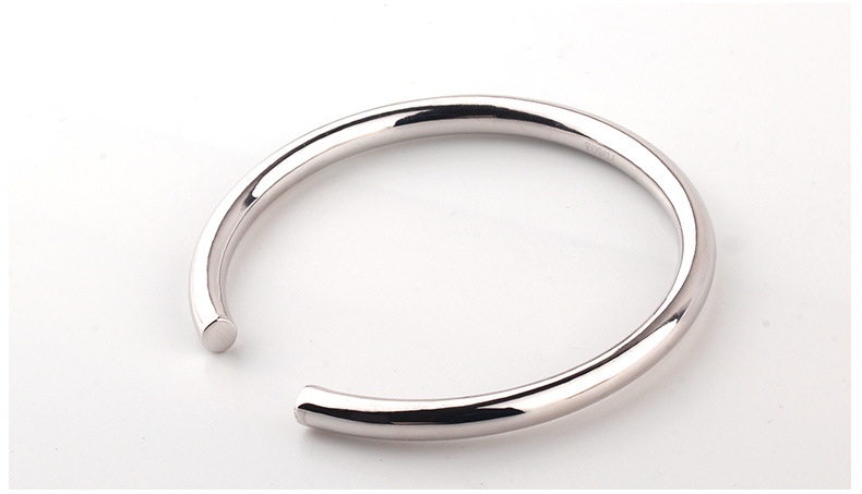 吉如意珠宝正圆铂金经典光圈开口白金pt950光面手镯男女手环空心