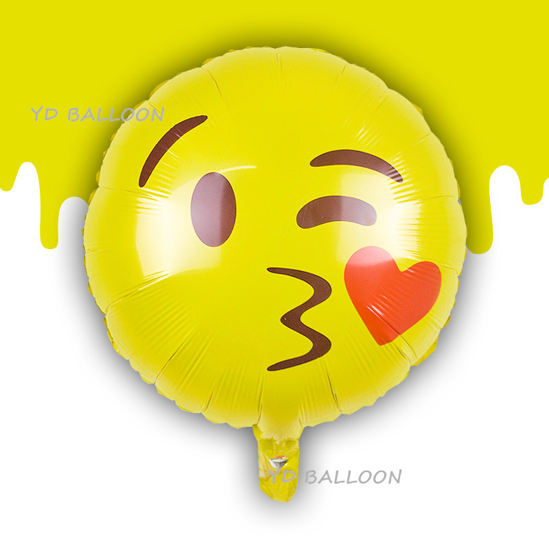 万圣节18寸emoji气球搞怪笑脸表情包生日派对装饰亚马逊铝膜气球