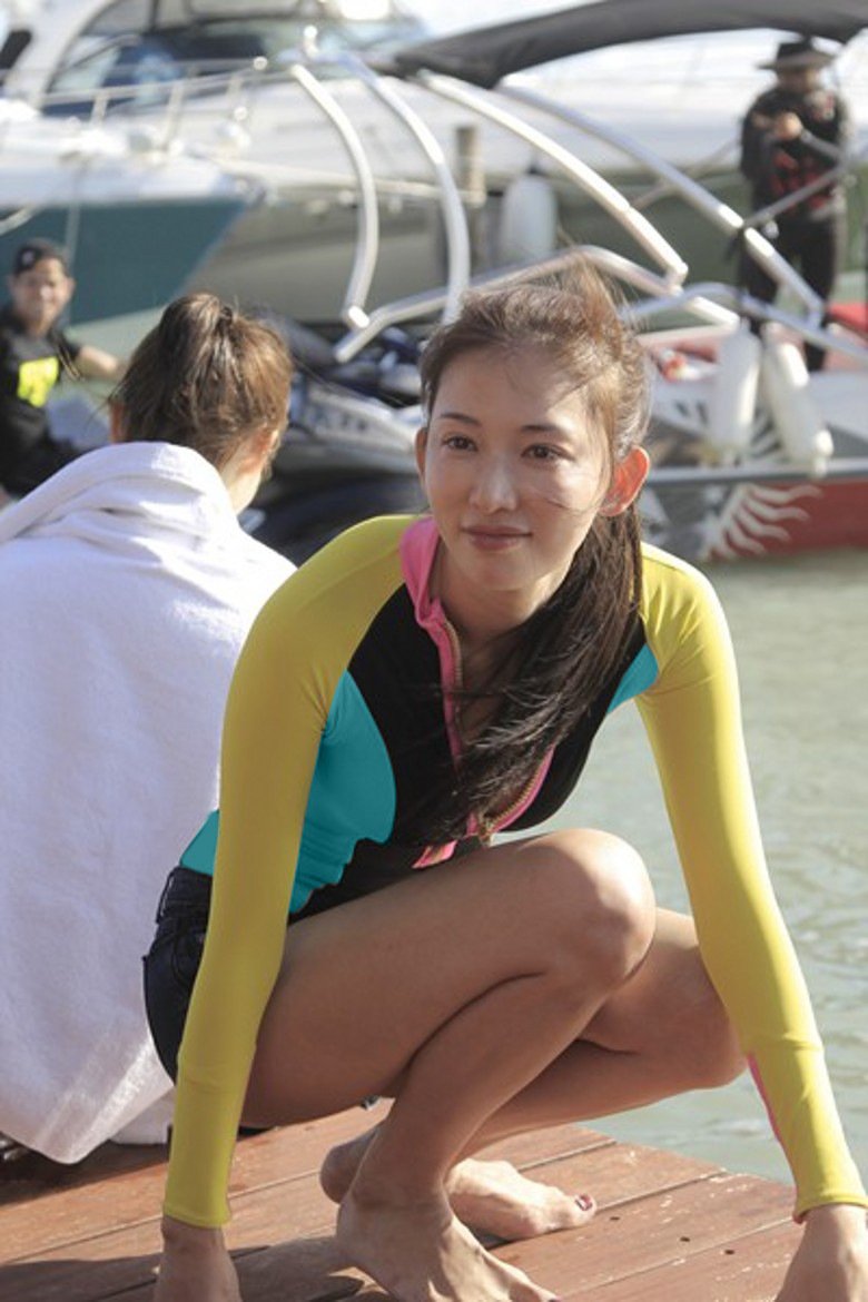 花样姐姐林志玲明星同款泳装连体三角素拼长