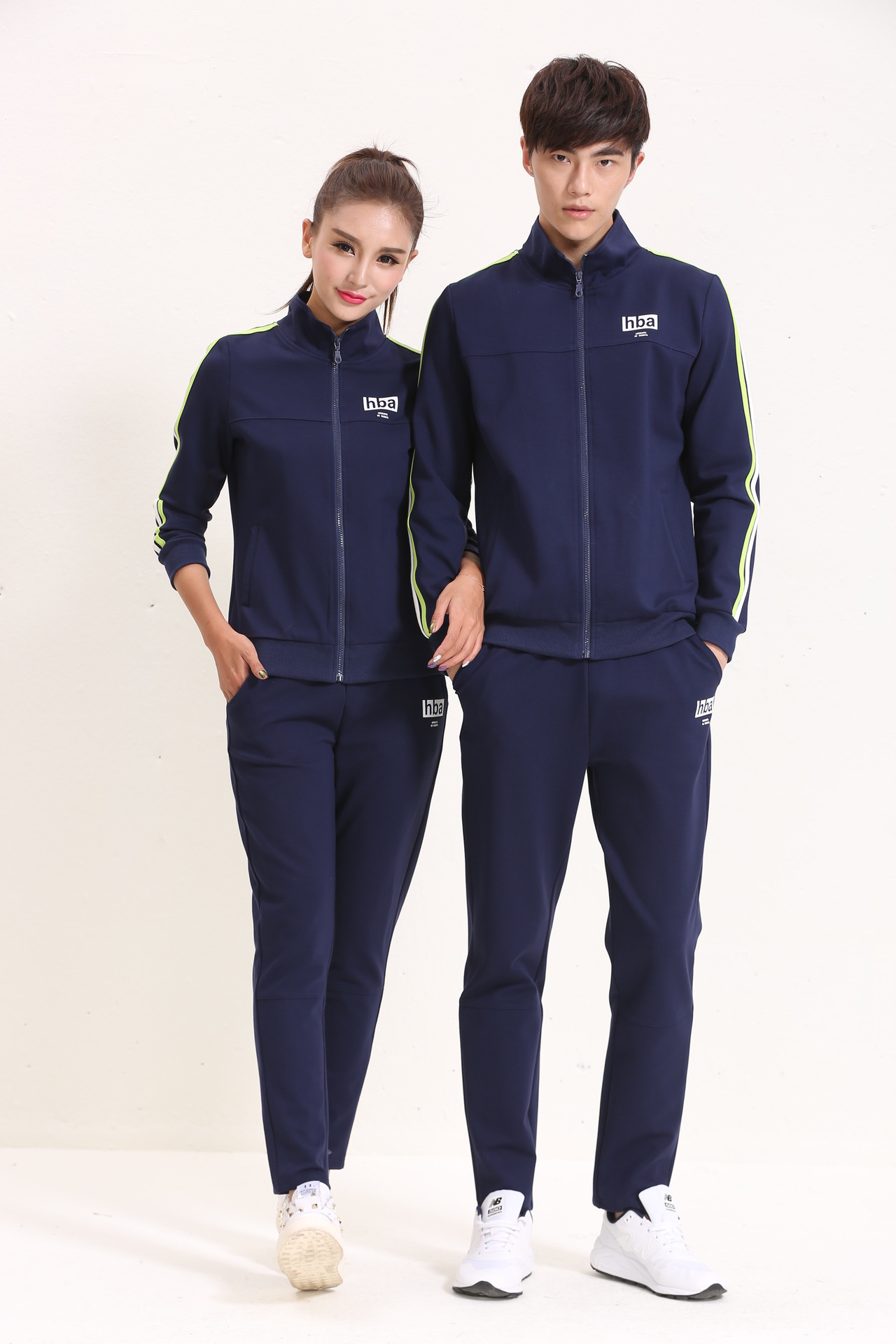 韩版长袖休闲运动套装男情侣运动套装大码运动服男秋冬卫衣两件套