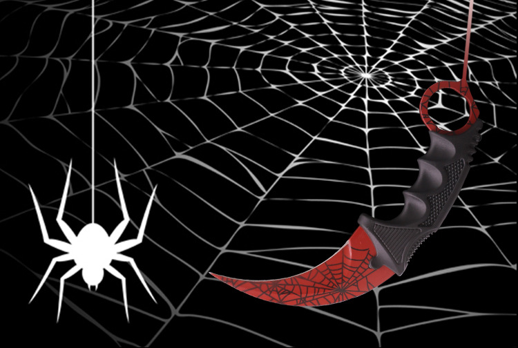 crimson web csgo爪子刀 狐狸爪刀 热转印蜘蛛网爪子直刀塑料套