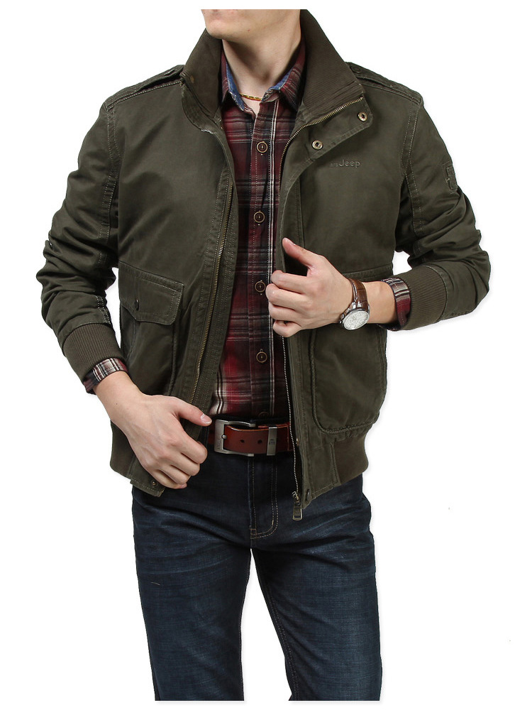 2016新款春秋装男式夹克立领外套纯棉水洗休闲男夹克衫