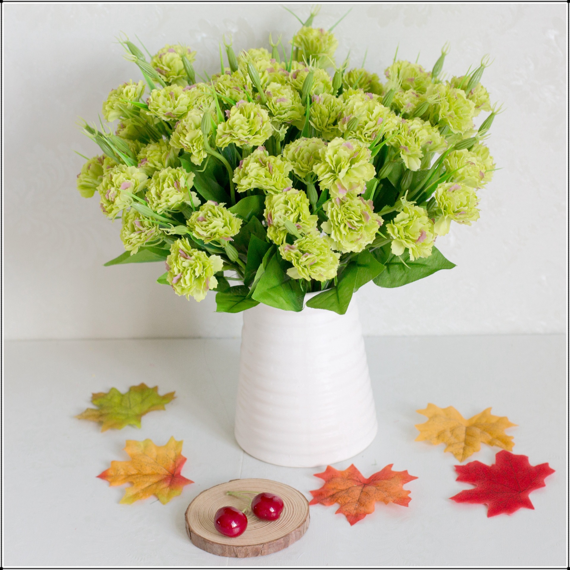 厂家批发仿真花装饰花绢花假花10头小康乃馨婚庆装饰花