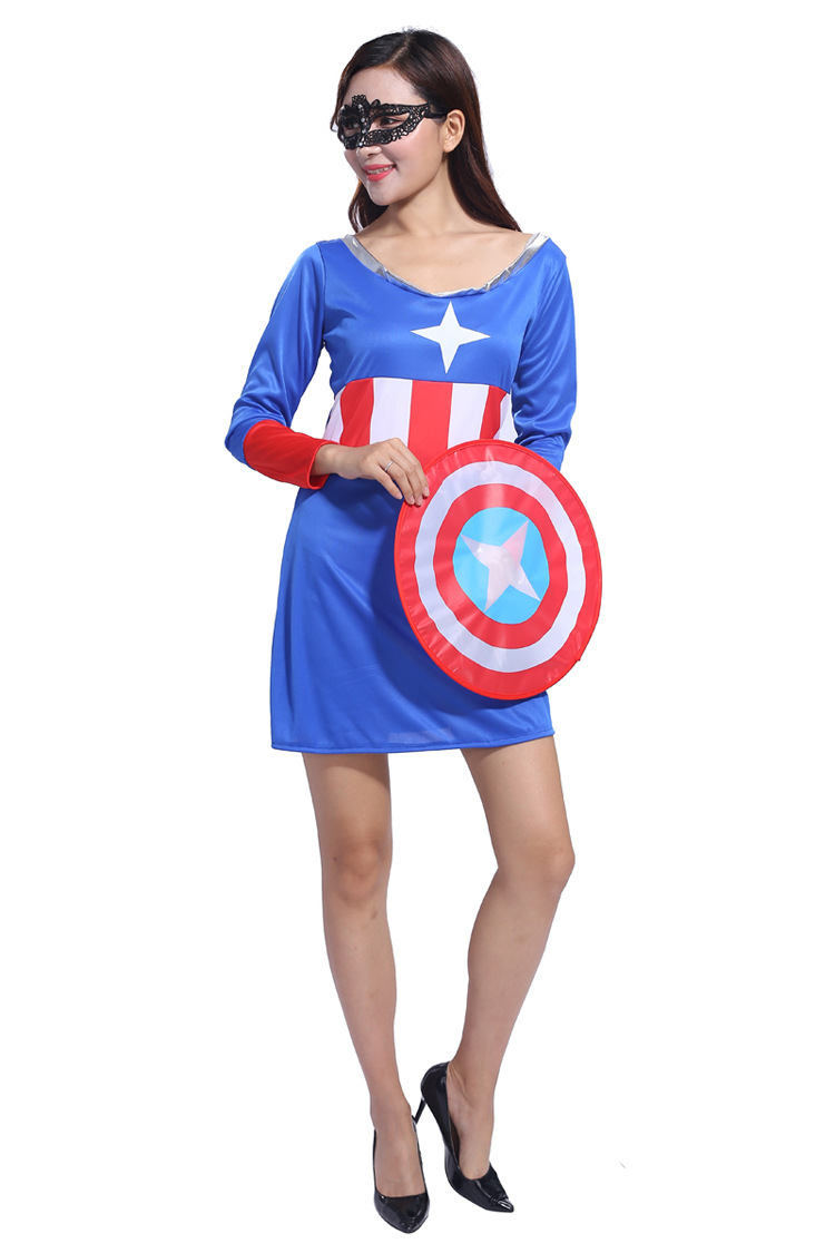 万圣节cosplay角色扮演服装 复仇者联盟美国队长女英雄 女成人