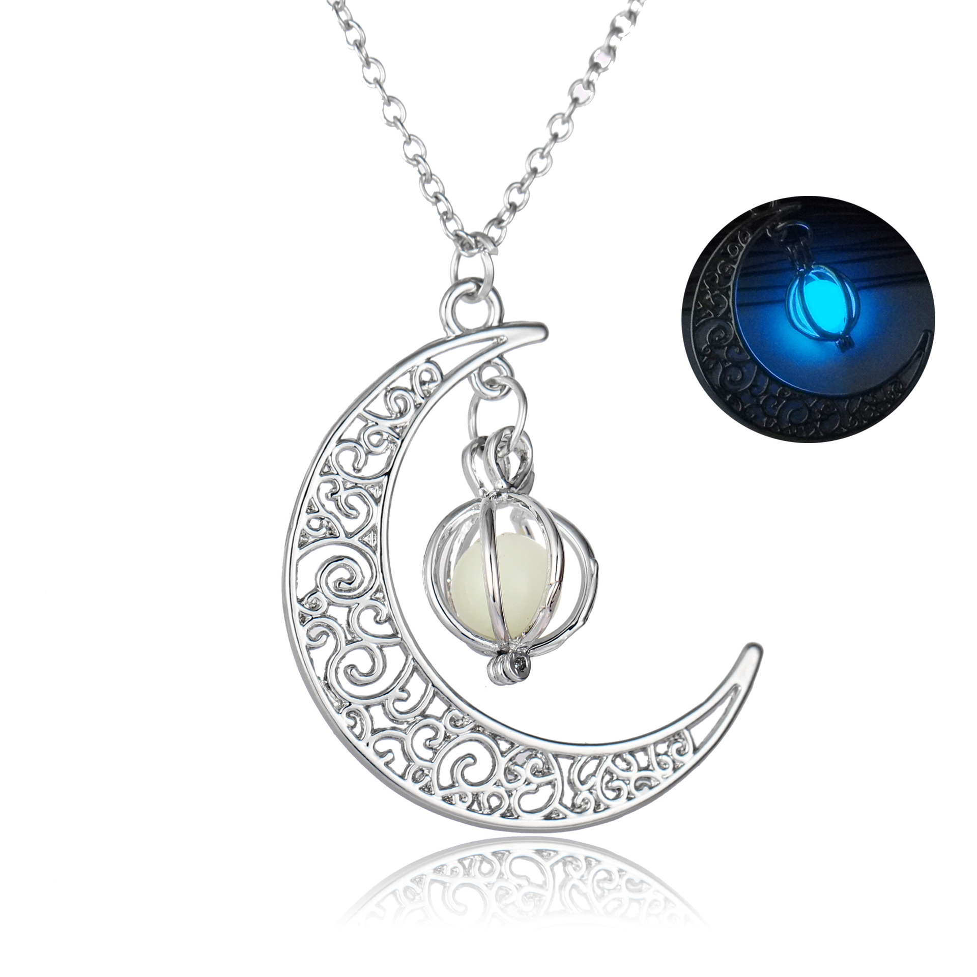 European and American Hot Luminous Moon Pumpkin Creative Pendant Luminous Female Necklace Christmas Halloween