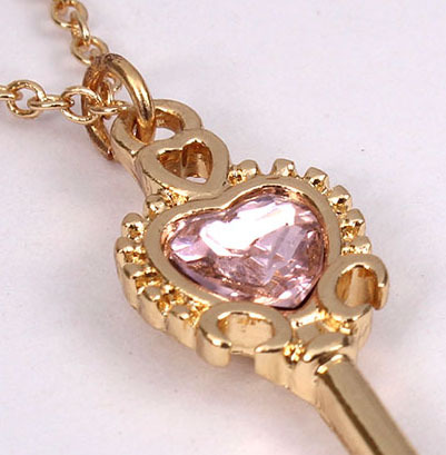 sansummer饰品源头工厂批发 爱丽丝钥匙可爱玻璃宝石项链