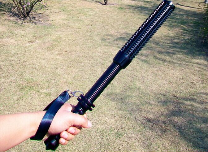 充电强光伸缩变焦手电筒 狼牙棒手电筒 保安巡逻强光手电筒