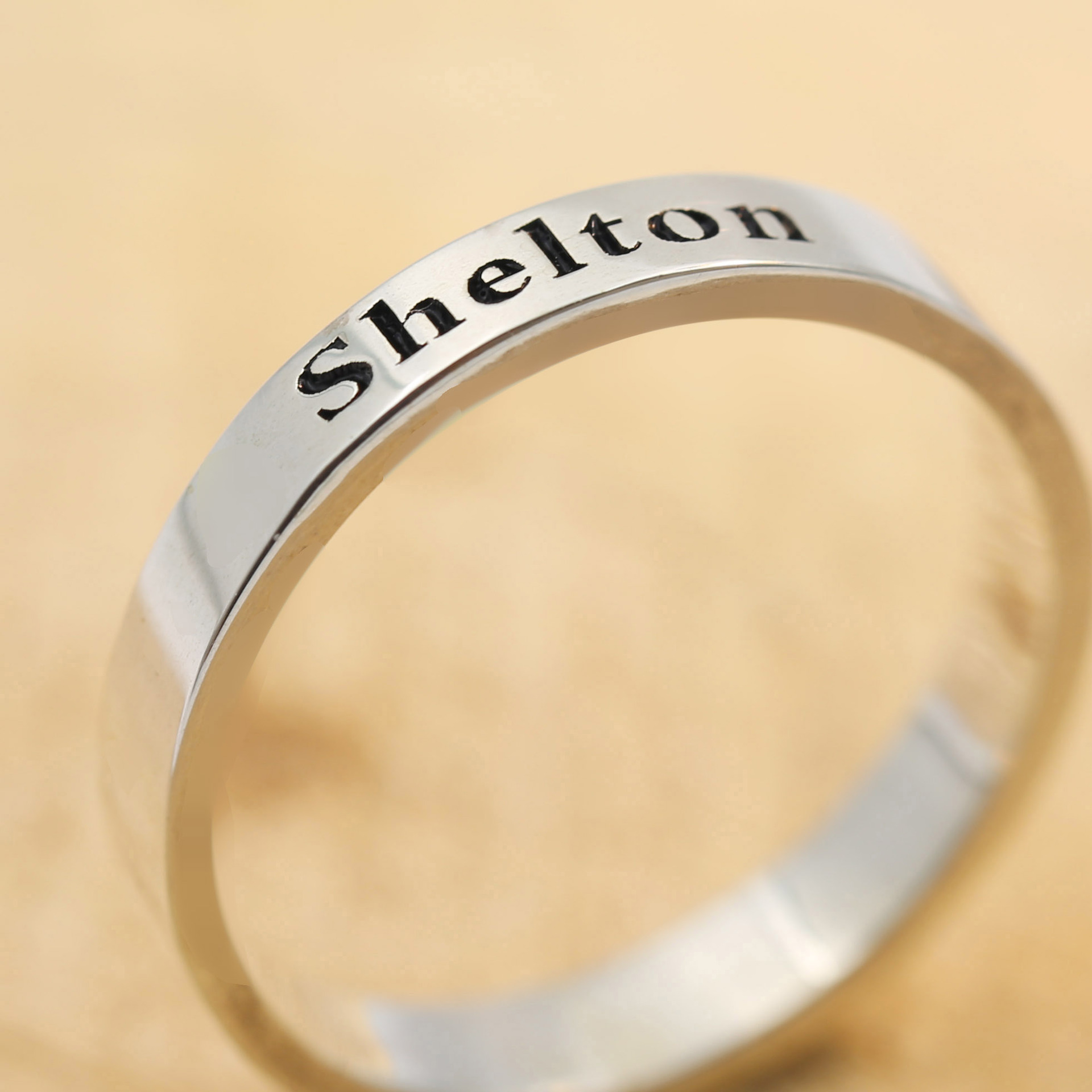 戒指不掉色小众纯银名字戒指925银个性刻字戒指s纯银情侣求婚韩版