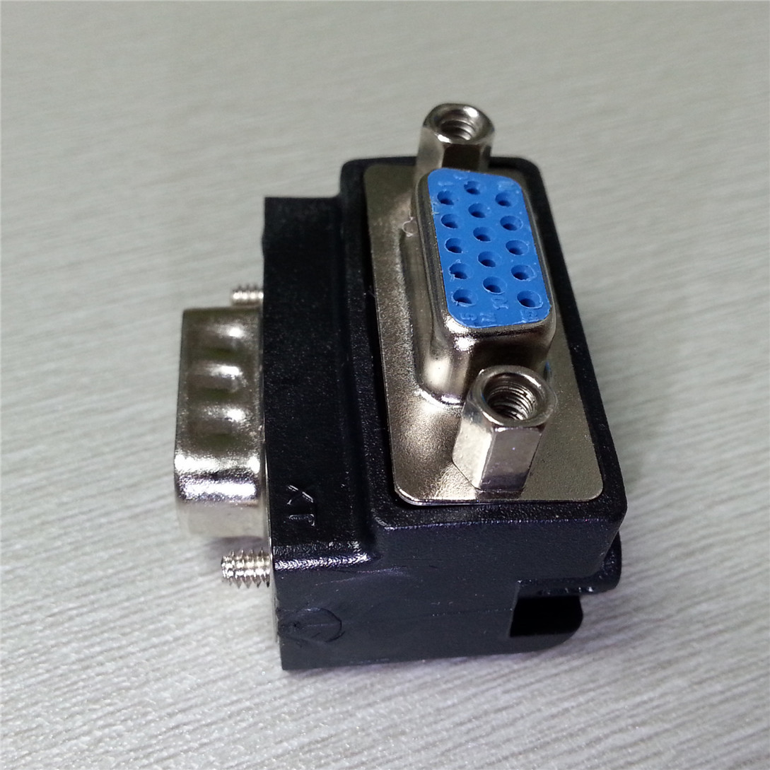 优联康90度hdb15母转hdb15公头 直角db9母转9公头电脑d-sub连接器