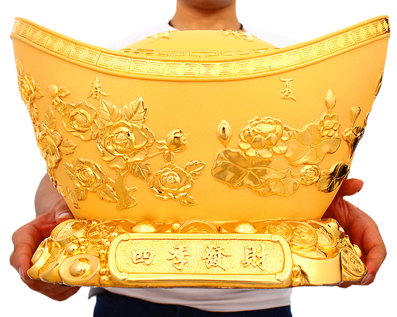 绒沙金高档四季发财元宝树脂工艺品摆件家居办公室桌装饰礼品批发