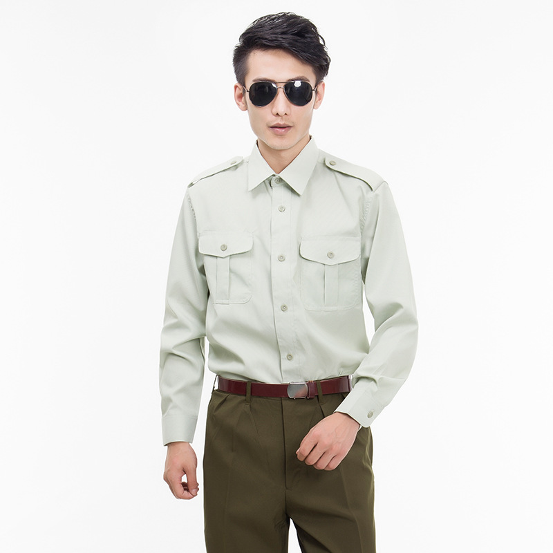 校园大学生夏季军训服长袖制式衬衣物业安保工作制服长袖衬衫上衣