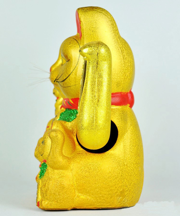 金色电动摇手招财猫陶瓷五福猫开业礼品办公家居摆件工艺品大小号