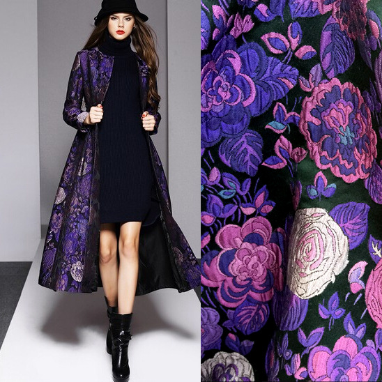 厂家直销大衣外套色织提花织锦缎私人定制春秋风衣服装时装面料