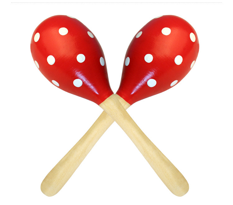 20cm中号木制卡通沙锤沙球 婴幼儿童乐器 早教益智地摊热卖玩具