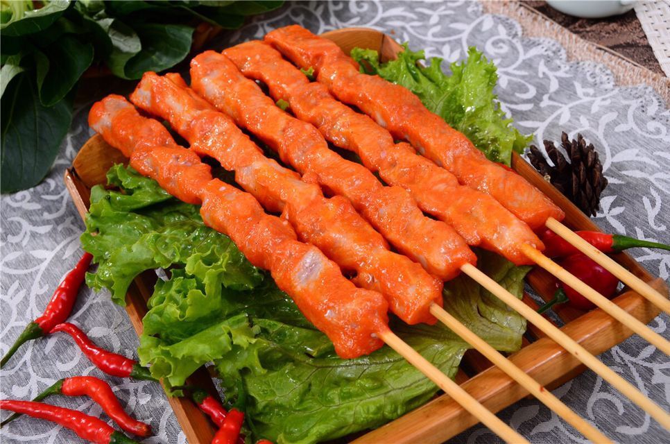 烧烤油炸大肉串每包20串,每串50克,每箱10包