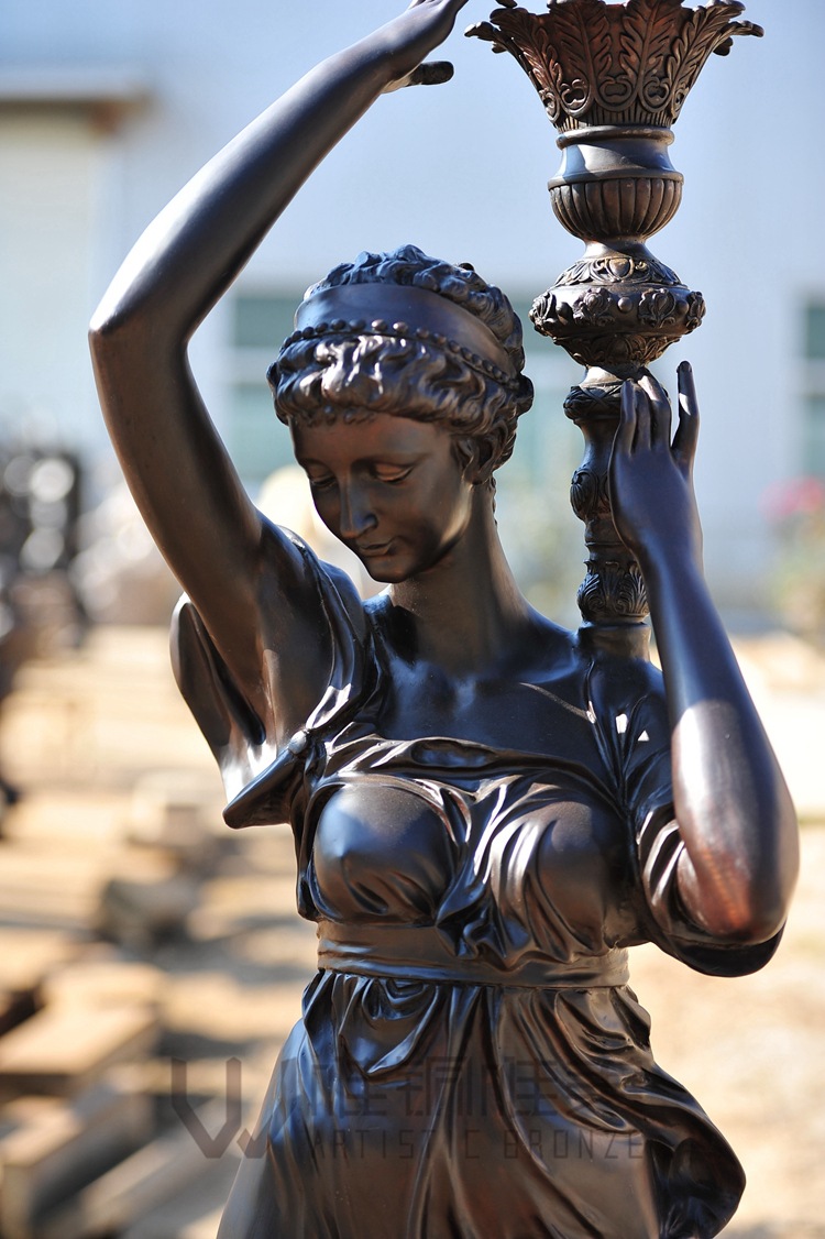 唯铜唯美厂家定做金属工艺品酒店欧式灯女人物铜雕塑西方纪念雕.