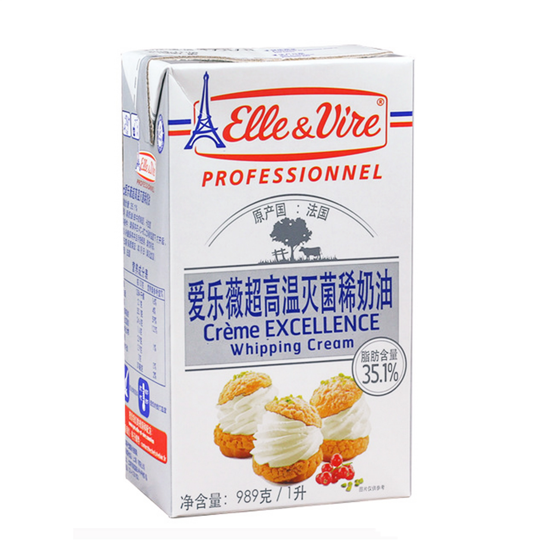 法国铁塔淡奶油1l 铁塔爱乐薇稀奶油 高温打发奶油蛋糕烘焙原料