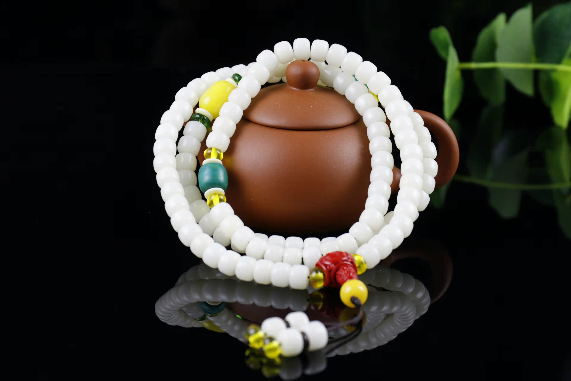 天然海南白玉菩提手饰原创108颗白菩提根佛珠手串diy黄玉.