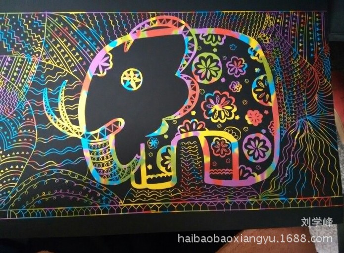 8k 16k 刮刮画 批发儿童手绘刮画纸赠木笔艺术纸