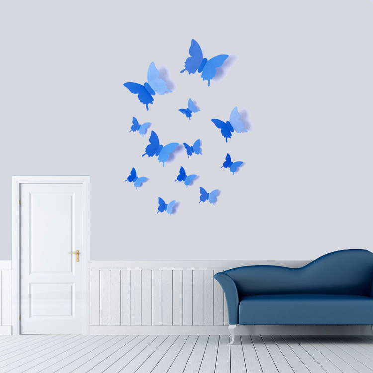 厂家直销批发3d蝴蝶立体墙贴客厅卧室装饰墙壁儿童房温馨冰箱贴纸