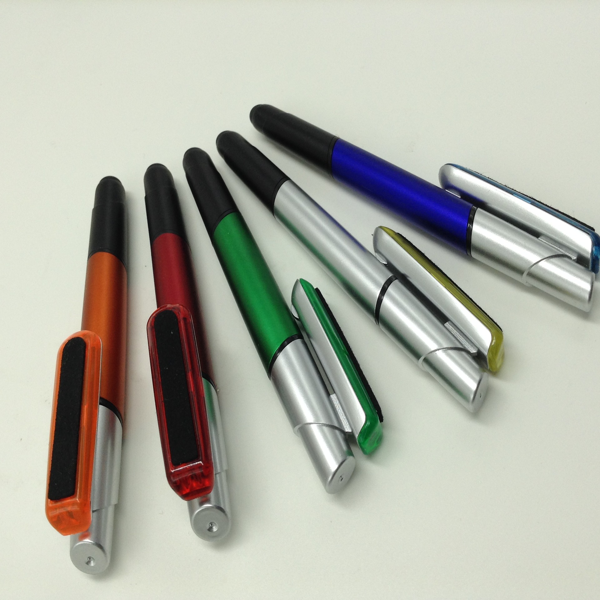 厂家直销 一笔四用 多功能荧光笔 圆珠笔 触控笔 笔印logo 触屏擦