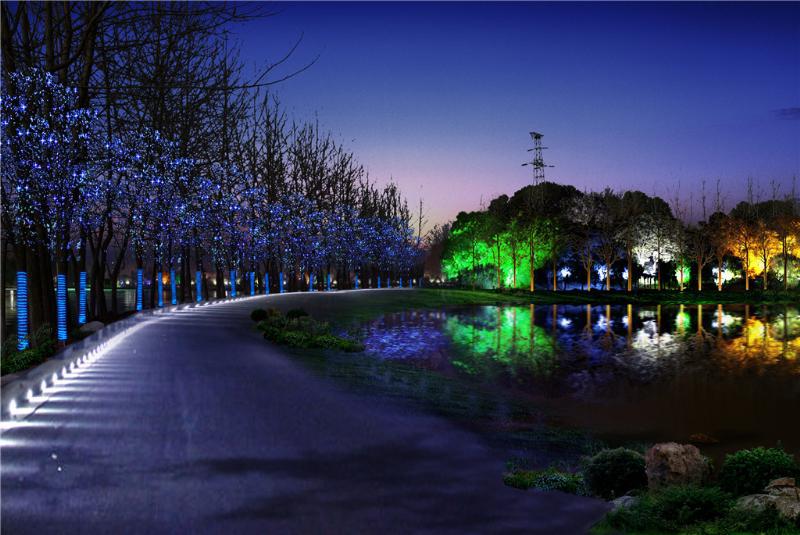 户外楼体亮化工程树木景观公园户外墙亮化项