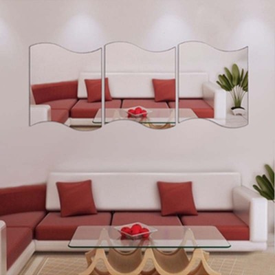 波浪纹方块墙贴 亚克力镜面贴 家居装饰背景墙 亚马逊 镜面墙贴