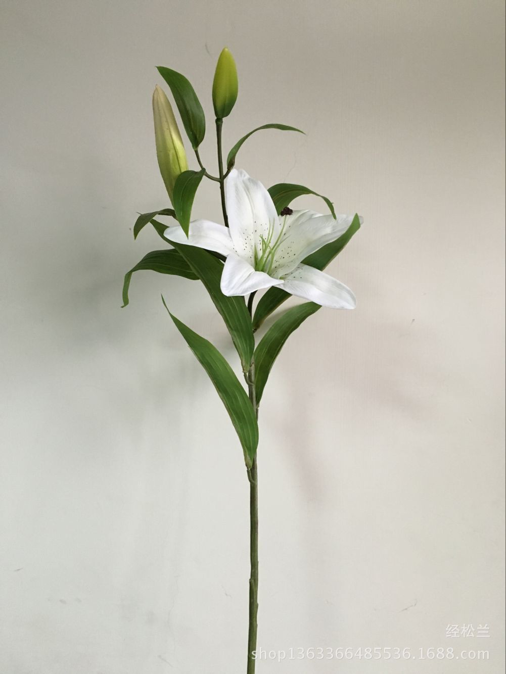 批发 外贸 仿真单只 百合绢花胶片材质道具花 家居摆设花瓶装饰花