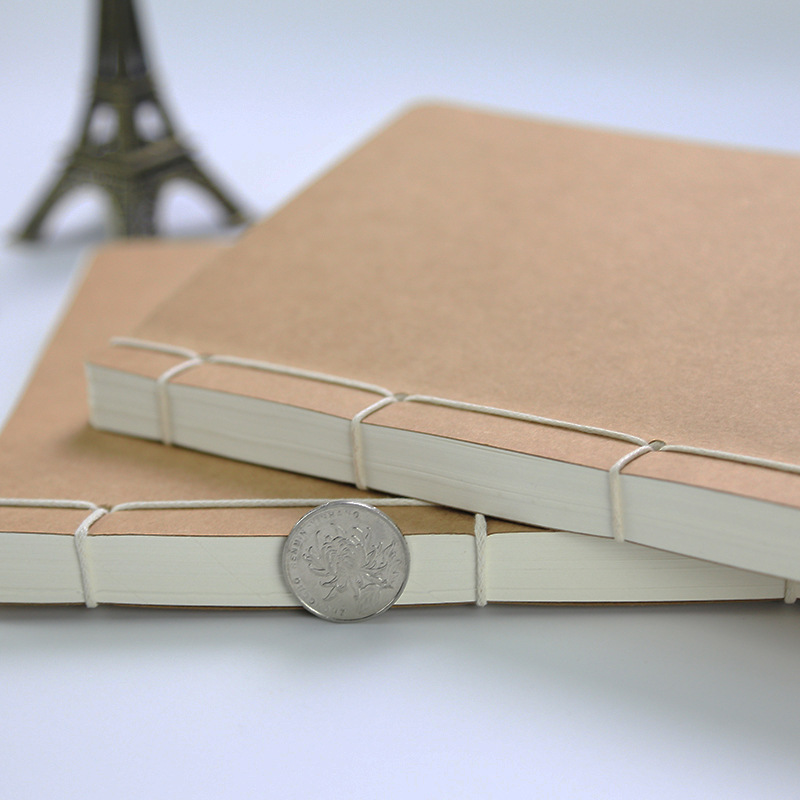 B5/A5 Handmade Ancient Costume Wire-Bound Notebook Retro Kraft Paper Blank Inner Page Antique Sketch Notebook