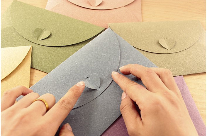 复古欧式爱心扣信封diy牛皮纸信封创意心心扣装饰浪漫情书信封