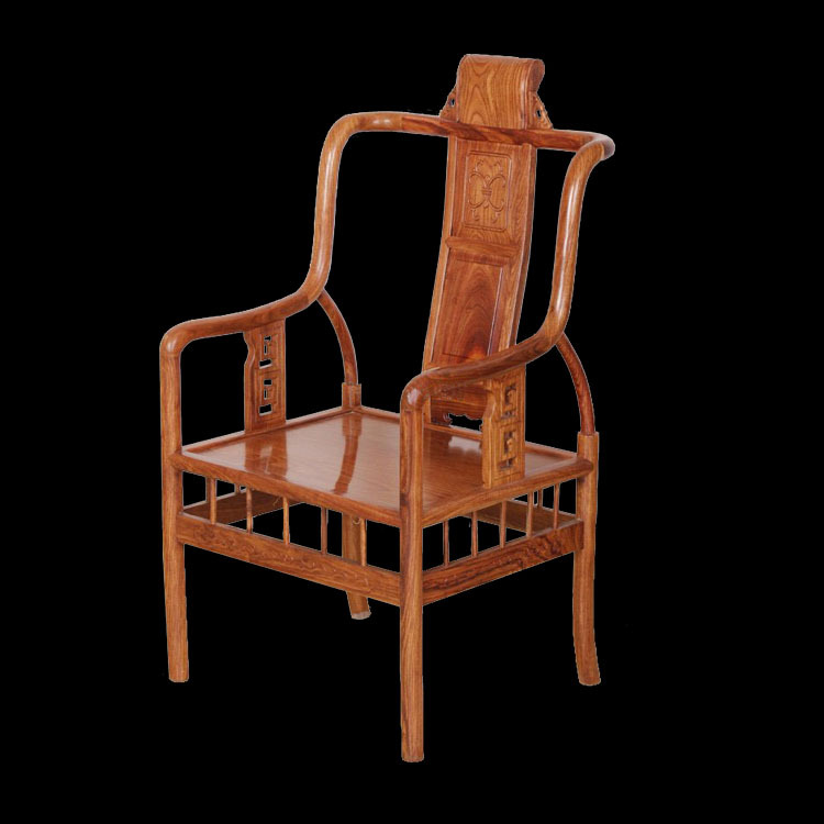 厂家直销高档古典红木实木家具非洲花梨木太师椅茶椅卷书椅休闲椅