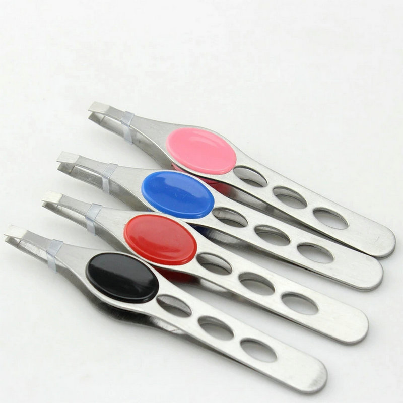 Multi-Color Selection Hair Fantastic Flat Bevel Stainless Steel Tweezers Beauty Tools Nose Hair Clip Eyebrow Tweezers Wholesale