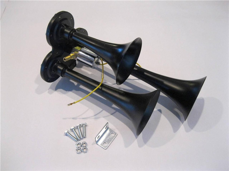 ebay热销 汽车火车车喇叭 黑色3管汽车气喇叭 12/24v通用150db