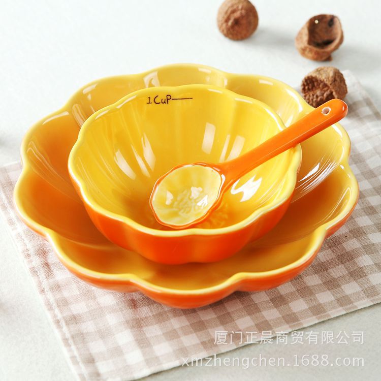 Daily Ceramic Fruit Bowl Tableware 3-Piece Set Children's Tableware Creative Cartoon Cute Bowl Factory Direct Supply