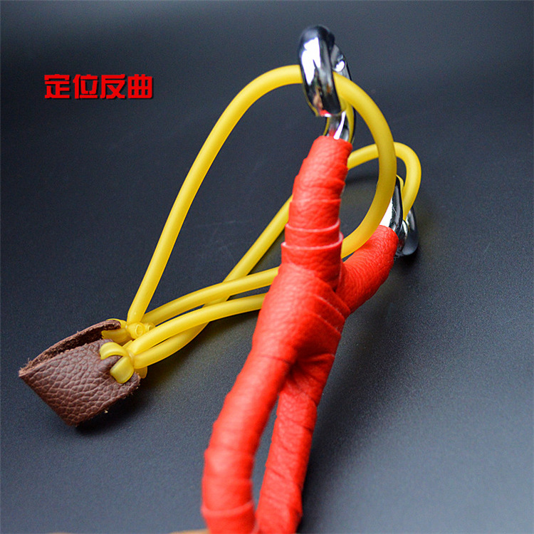 高强度合金属弹弓 缠红色吸汗带定位反曲弹弓 传统救生弹弓皮筋