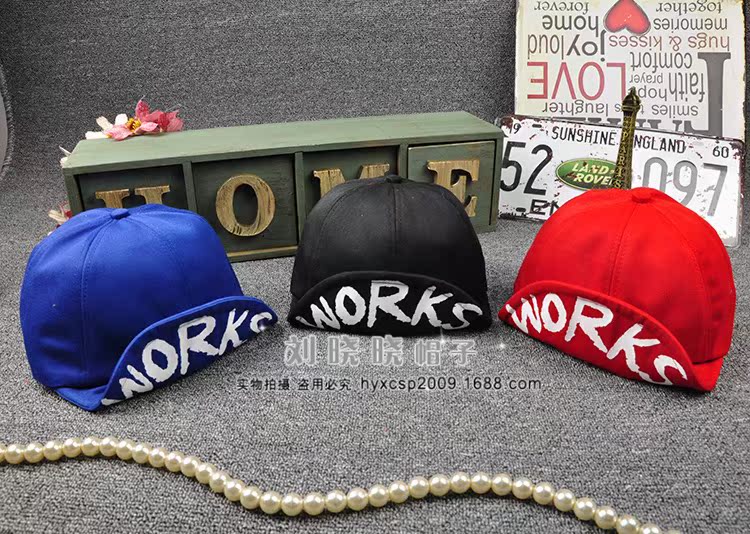 批发采购帽子-D35 英文纯色翻沿帽 儿童春季鸭