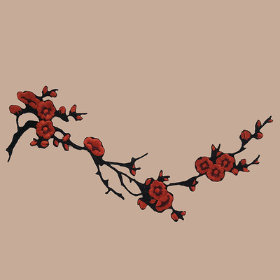 新款民族风刺绣布贴 彩色树枝梅花布贴 牛仔裤包包服装diy配饰