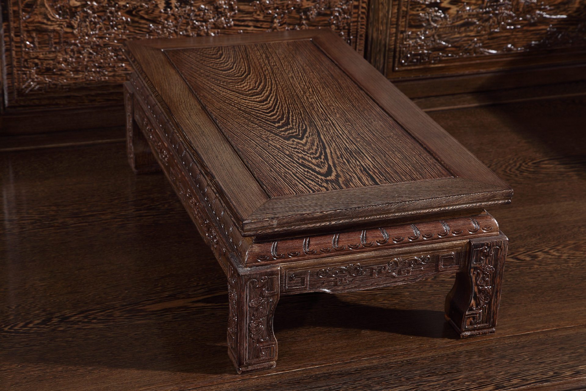 明清仿古茶室休闲雕花罗汉床 古典双人座罗汉床 鸡翅木罗汉床 - 家具