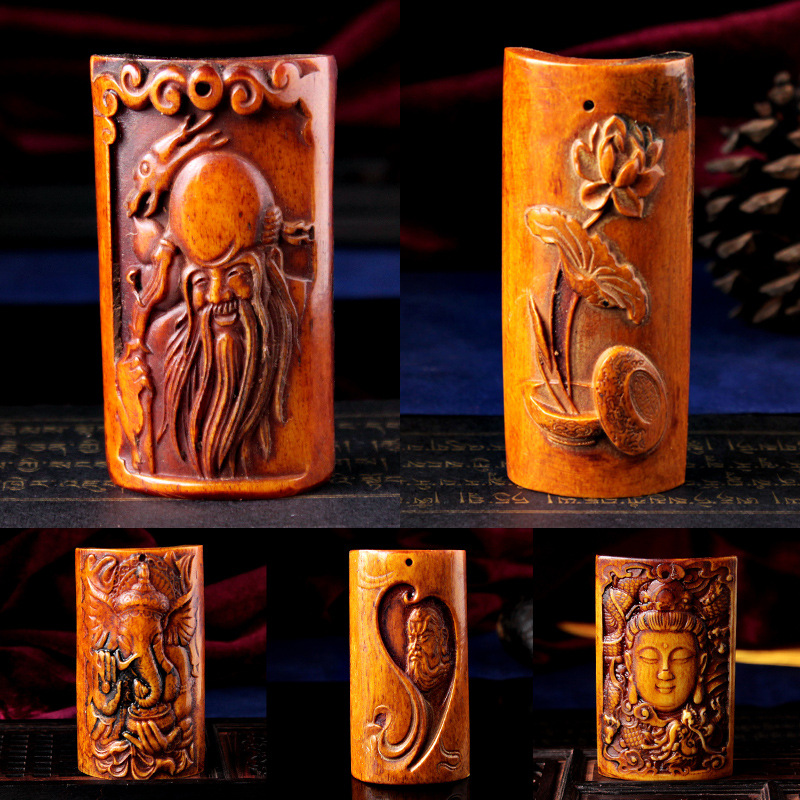 庚午文玩堂天然西藏牦牛骨雕刻佛牌 弥勒如来骨雕挂件饰品配饰