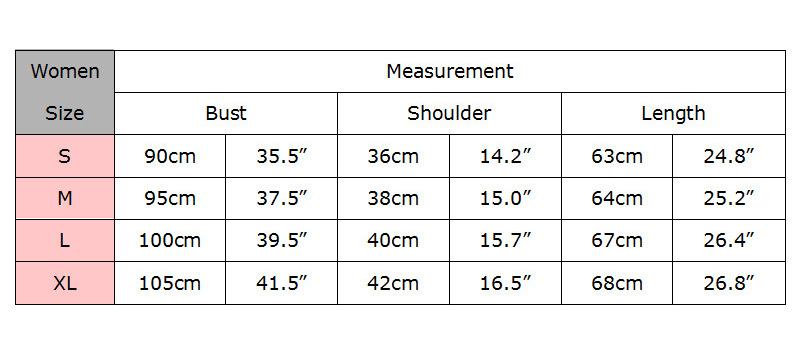 99114女卫衣尺码表